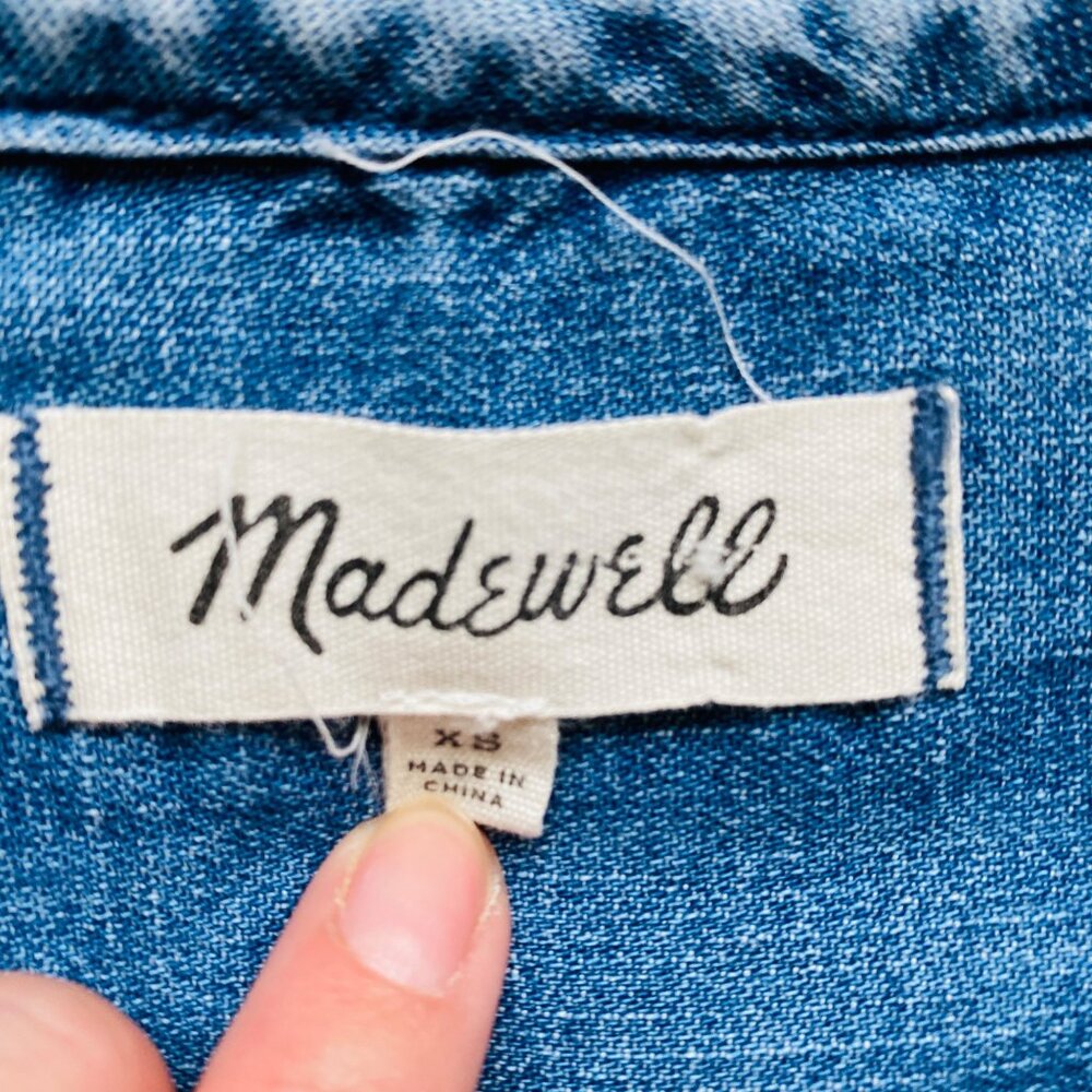 Madewell Dress Womens XS Shift Denim Artiste Mini Tunic Pockets Comfort Boho - Picture 6 of 9